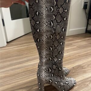 Snakeskin Pattern Knee-High Boots